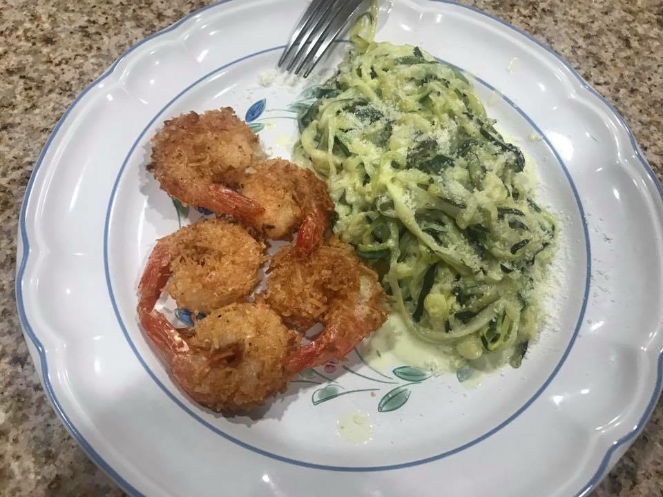 Camarones con coco rallado