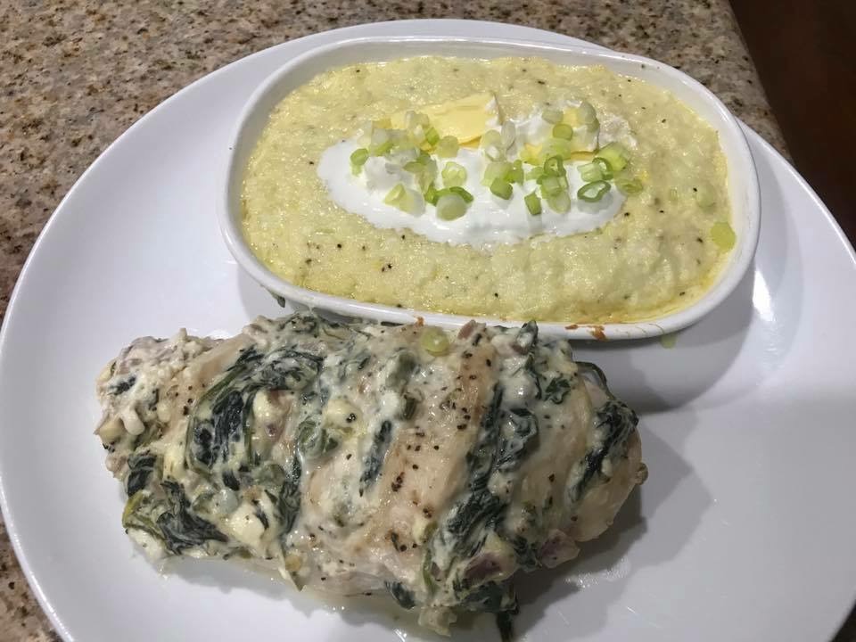 Pollo relleno con&nbsp;espinacas