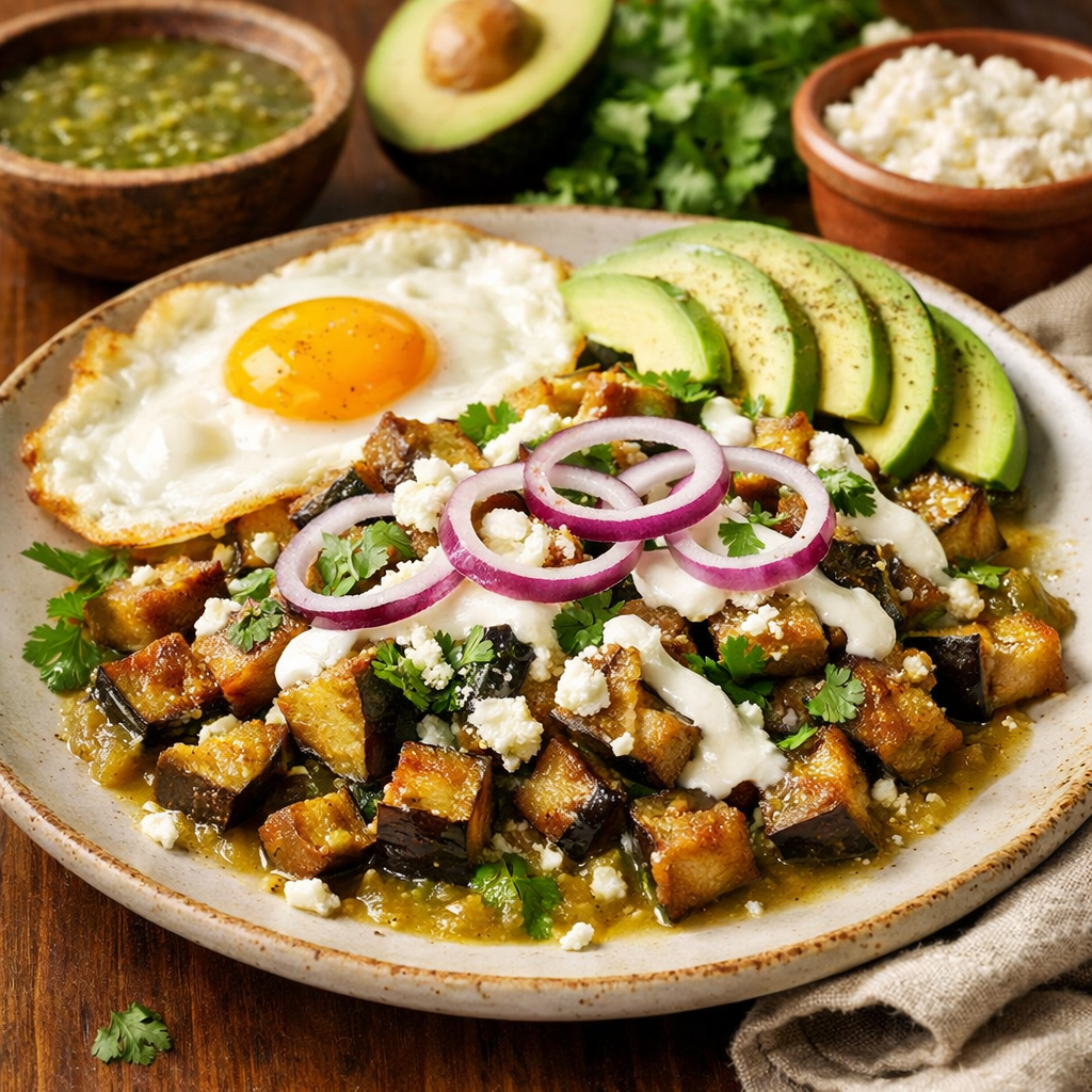 Chilaquiles con Berenjena